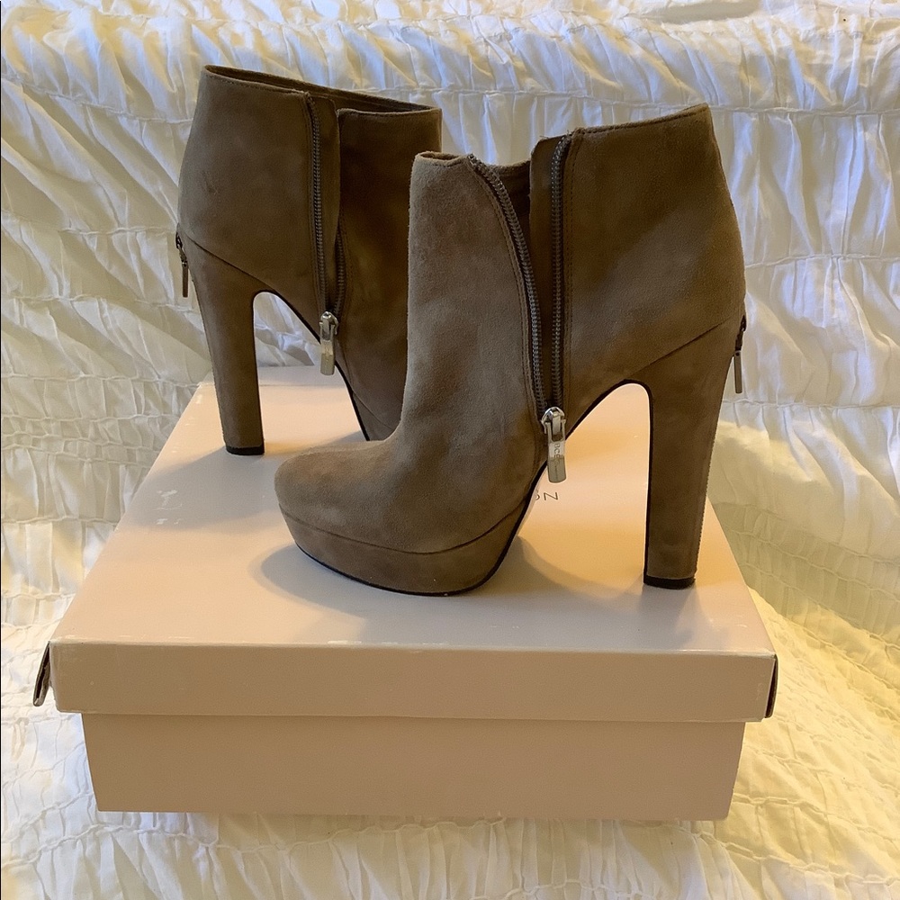 BCBG Joesana Suede Heeled Ankle Booties